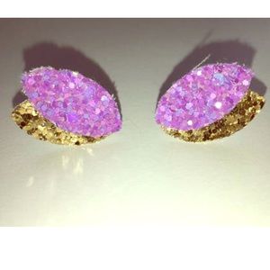 Petal shaped leather stud earrings